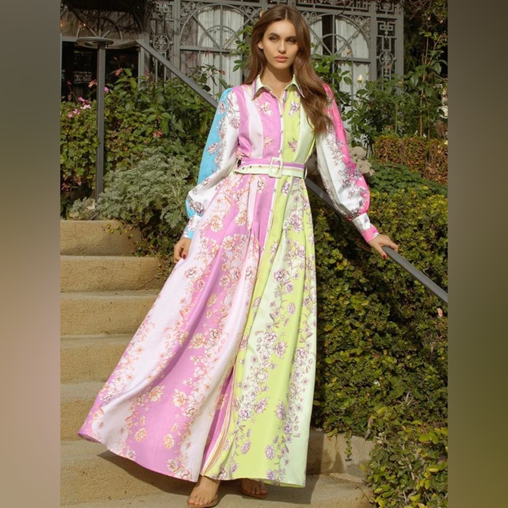 Latiste Floral Color Black Maxi Dress